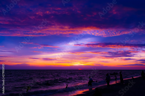 the twilight sky over the sea for baclground, colorful of the sky in the summer