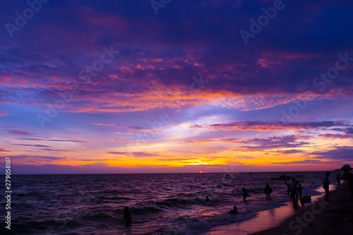 the twilight sky over the sea for baclground  colorful of the sky in the summer