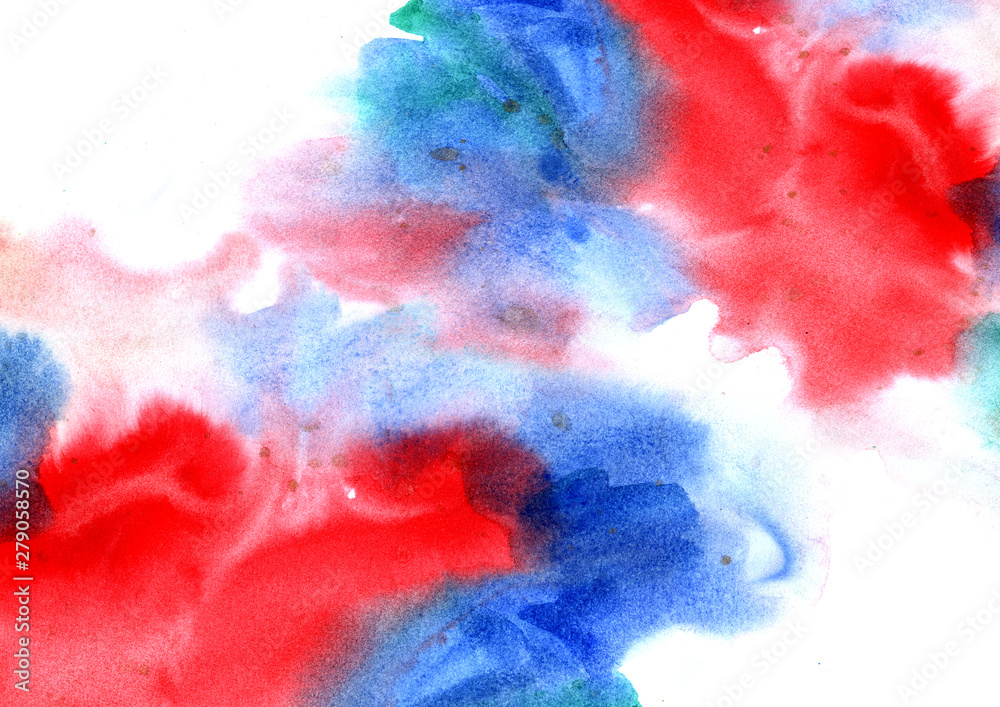 Abstract colorful watercolor background for graphic design, hand painted on paper