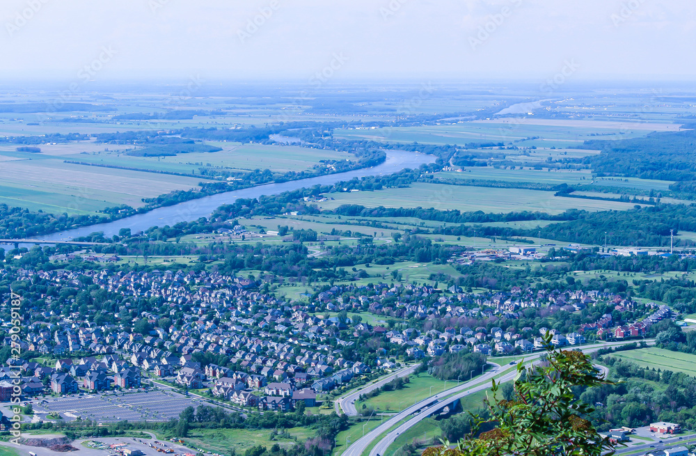 Beautiful view after climbing on the top of mountain, Saint-Hilaire