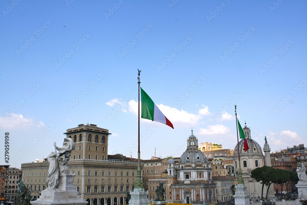 the italian flag on parliament building