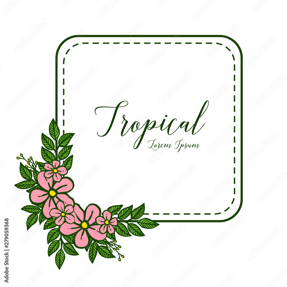 Banner of summer tropical with pink flower frames blossom. Vector Banner of summer tropical with pink flower frames blossom. Vector