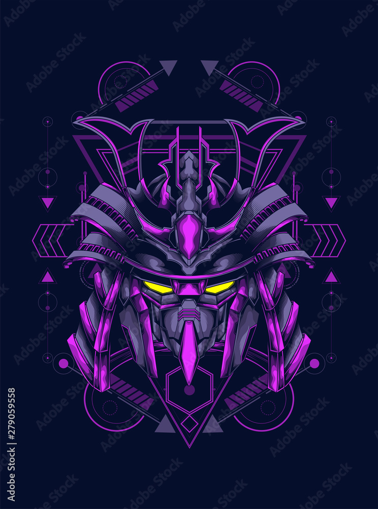 Mecha head with sacred geometry pattern as the background for any digital or apparel stuff Mecha head with sacred geometry pattern as the background for any digital or apparel stuff