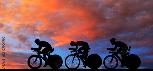 Silhouette  Cycling  on blu...
