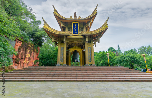 The first mountain pavilion at the foot of Mount Emei, China photo