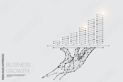 The particles, geometric art, line and dot of Hand served