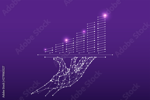 The particles, geometric art, line and dot of Hand served