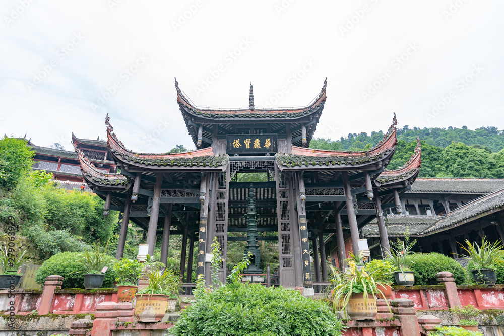 Architectural scenery of Fuhu Temple in Emei Mountain, China