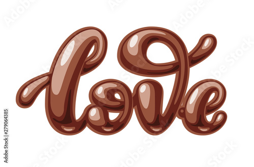 Chocolate Love word isolated on white background. Vector lettering