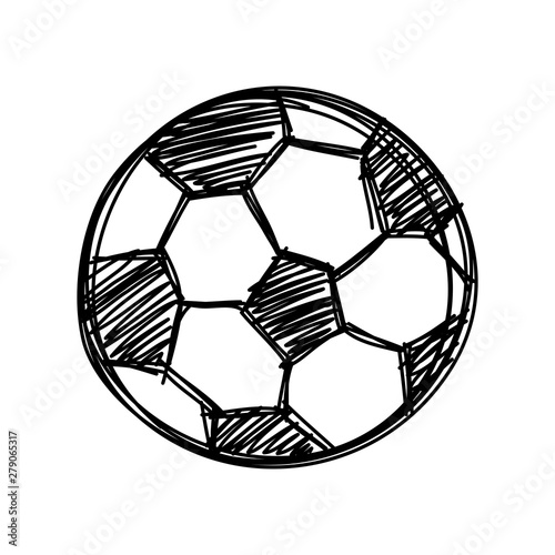 Hand draw football ball isolated illustration on white background