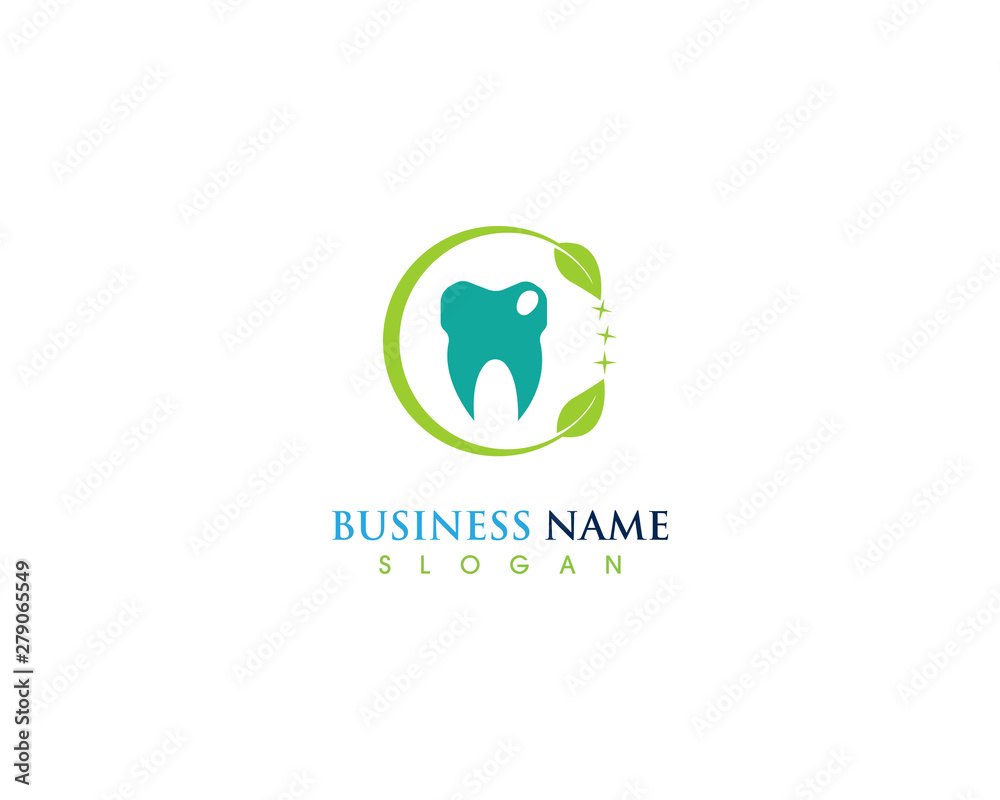 Natural Green Leaf Dental Logo and vector Concept Natural Green Leaf Dental Logo and vector Concept