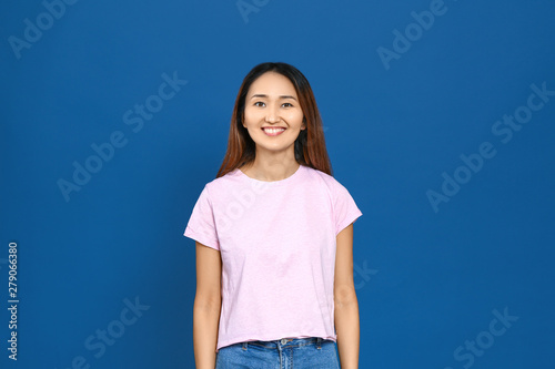 Portrait of Asian woman on ...
