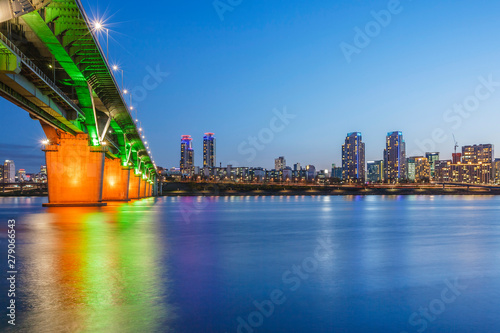 Photography Cheongdam Bridge in Seoul City , South Korea.