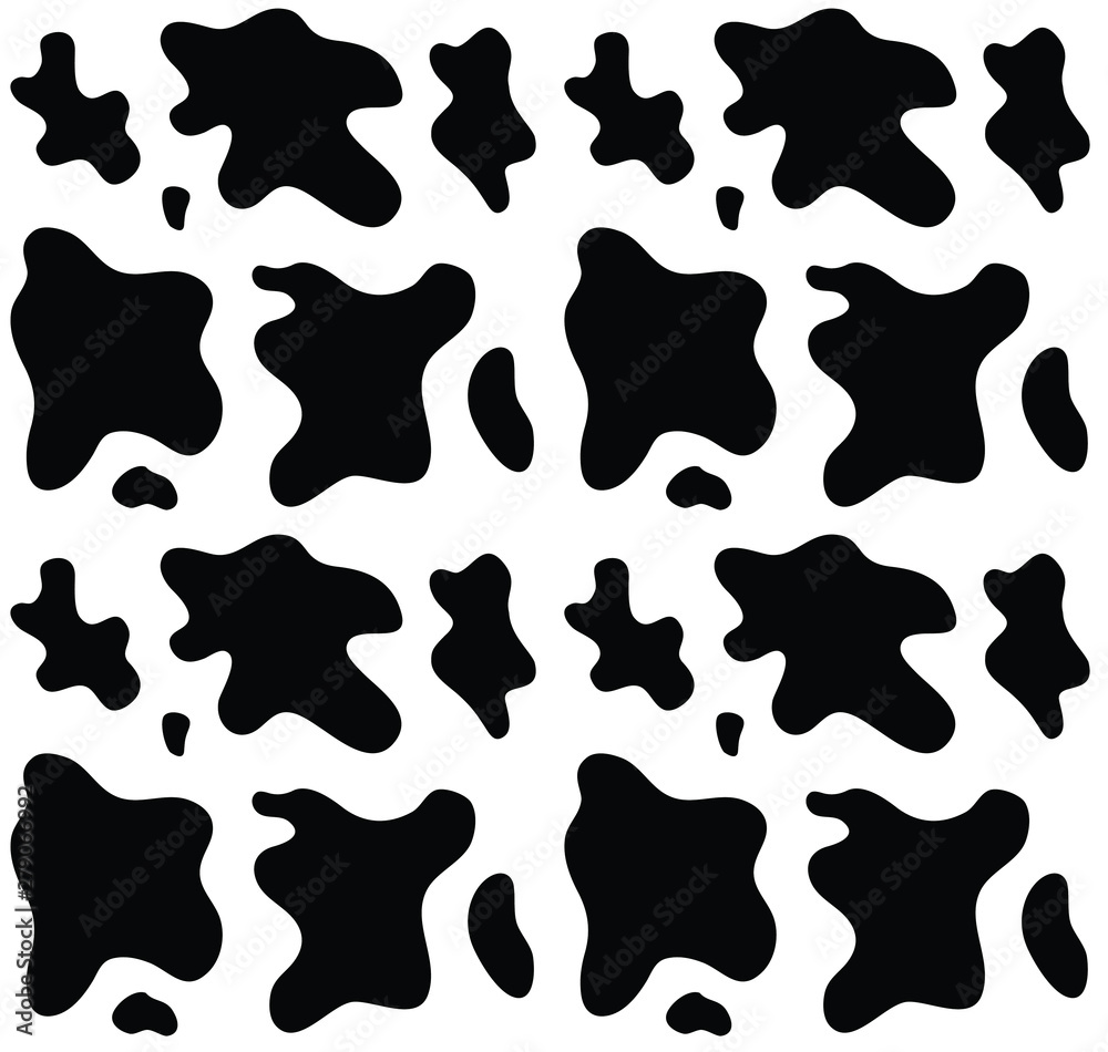 Vector seamless pattern of cow fur black and white print isolated Vector seamless pattern of cow fur black and white print isolated