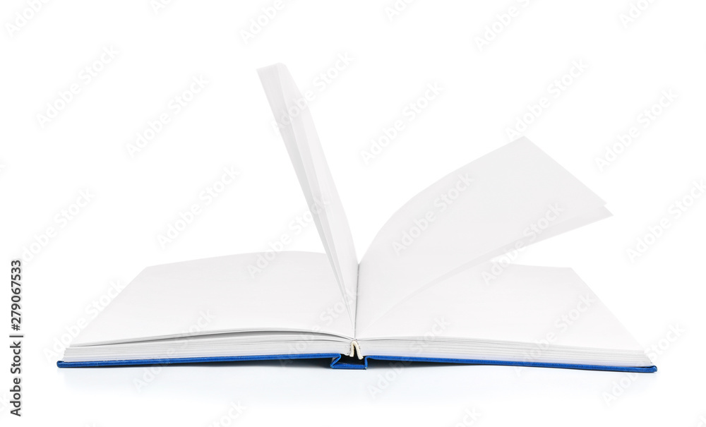 Open book on white background Open book on white background