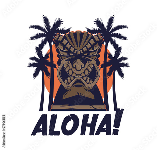 Vintage Hawaii tribal angry tiki mask