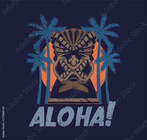 Vintage Hawaii tribal angry tiki mask