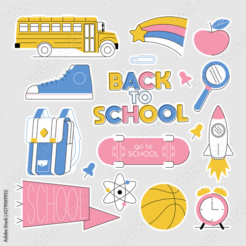 Back to school set collection of stickers