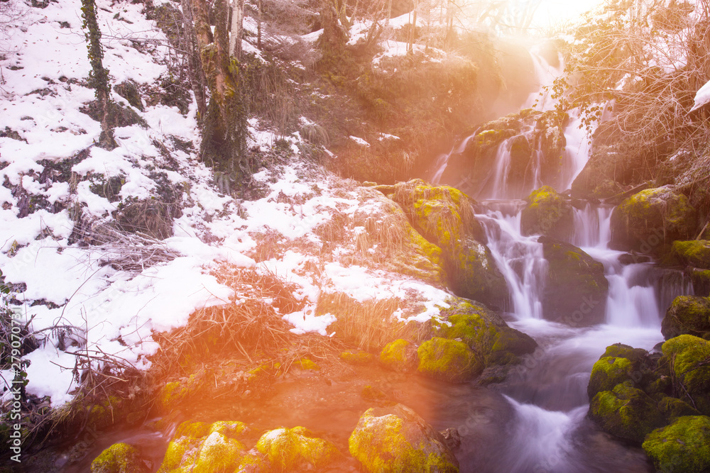 beautiful winter waterfall