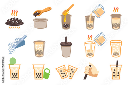 Cooking Boba milk tea step.