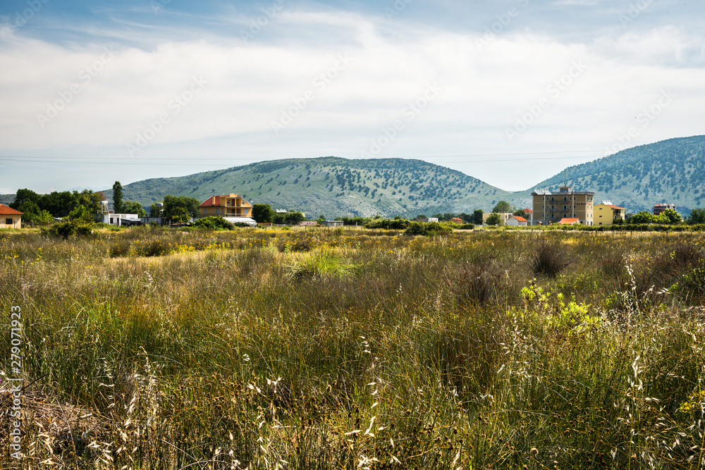 Albania, Velipoja. Views on surrounded hills