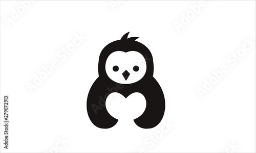 chicken hug love logo icon silhouette vector