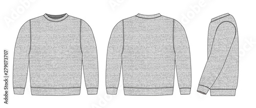 Illustration of sweat shirt ( heather gray )  / front,back,side