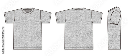 Short sleeve t-shirt illustration (heather gray) /front,back,side