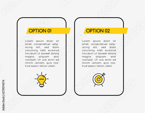 Infographic with business icons and 2 steps. Vector