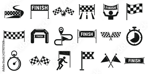 Finish icons set. Simple set of finish vector icons for web design on white background