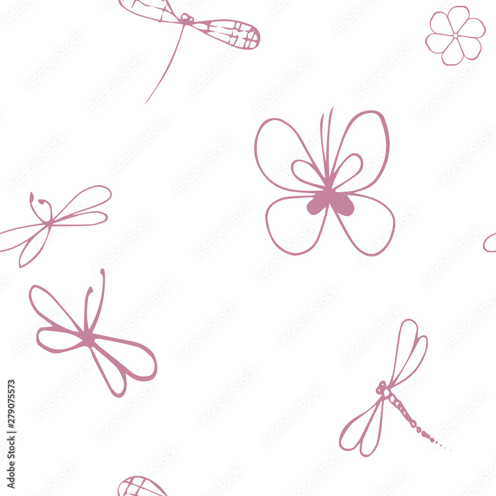 tender pale butterfly and dragonfly repeat pattern tender pale butterfly and dragonfly repeat pattern