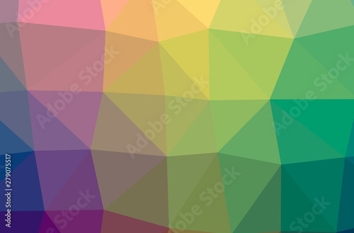 Illustration of abstract Green  Purple  Yellow horizontal low poly background. Beautiful polygon design pattern.