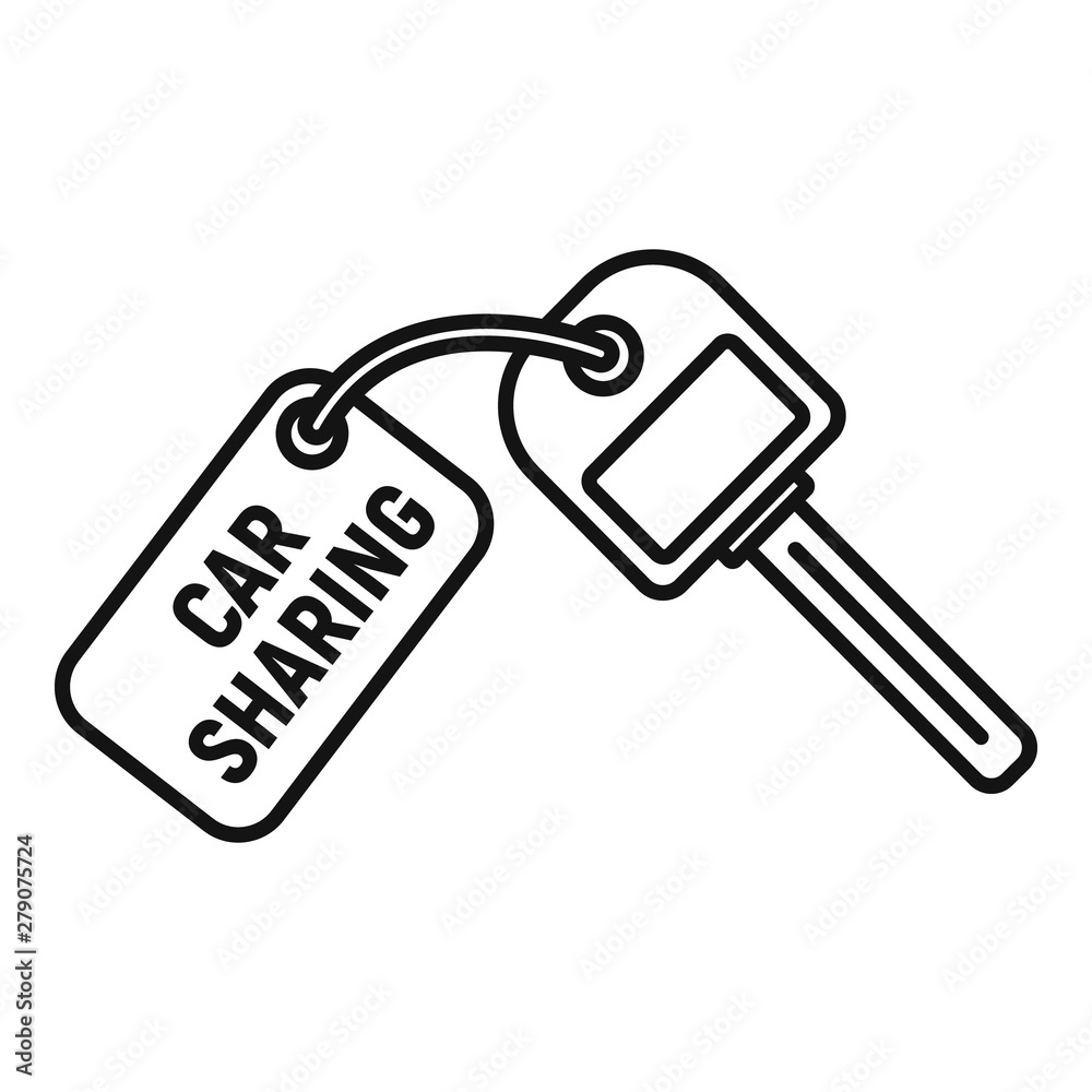 Car sharing key icon. Outline car sharing key vector icon for web design isolated on white background