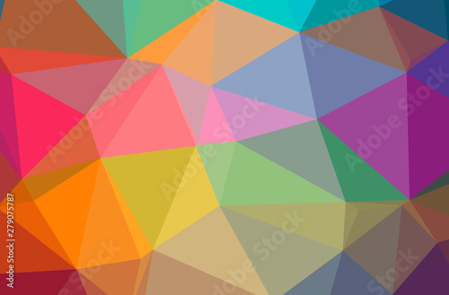 Illustration of abstract Green, Orange, Pink, Purple, Red, Yellow horizontal low poly background. Beautiful polygon design pattern.