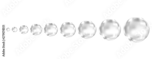 Underwater  black fizzing air bubbles on white  background.