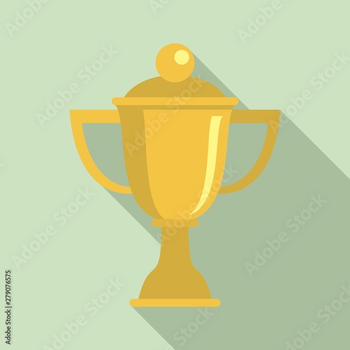 Rhythmic gymnastics gold cup icon. Flat illustration of rhythmic gymnastics gold cup vector icon for web design