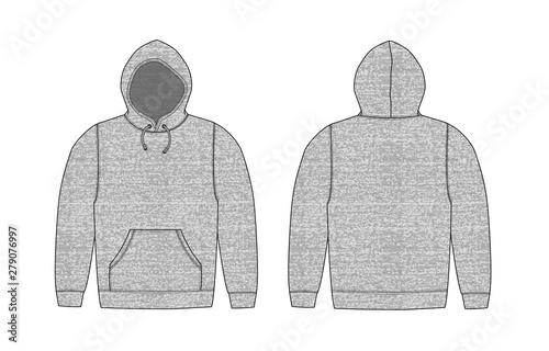 Illustration of hoodie (hooded sweatshirt) / heather gray (front,back)