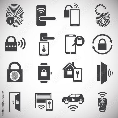 Smart lock icons set on background for graphic and web design. Simple illustration. Internet concept symbol for website button or mobile app.
