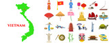Vietnam icons set. Flat set of vietnam vector icons for web design