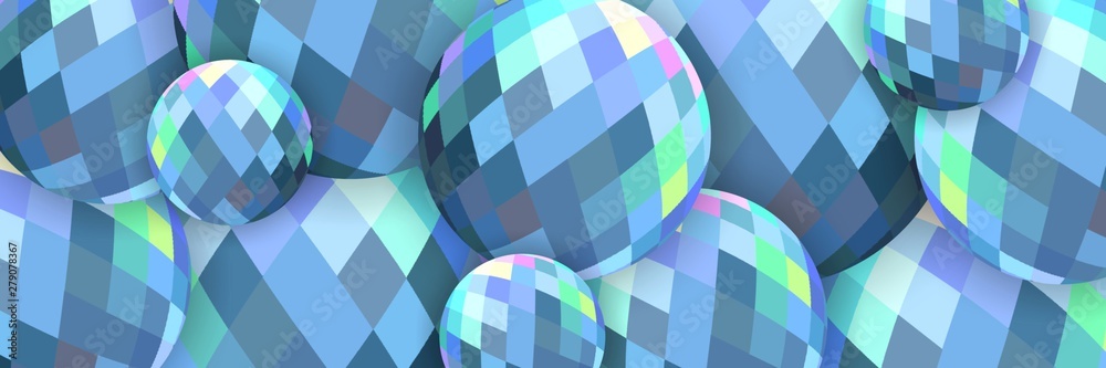 Cold blue crystal balls 3d banner web. - obrazy, fototapety, plakaty 