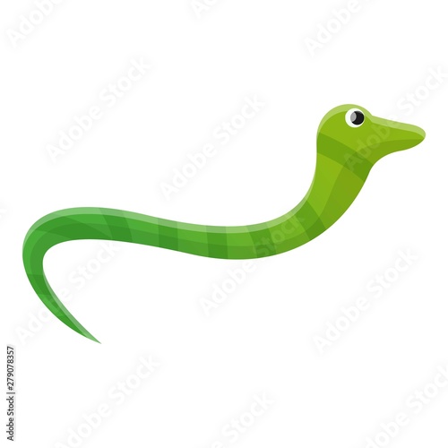 Green snake icon. Cartoon of green snake vector icon for web design isolated on white background