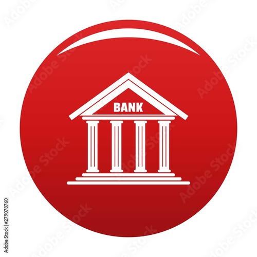 Bank icon. Simple illustration of bank vector icon for any design red