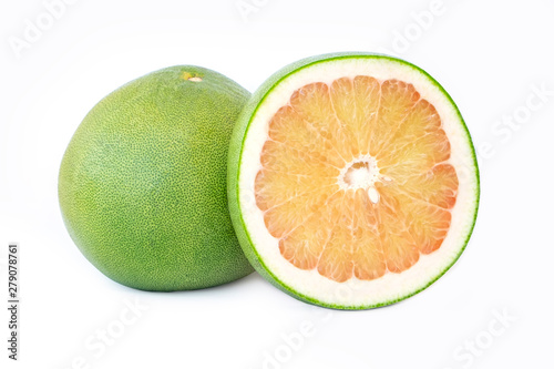 Thailand pomelo fruit isolated on white background. Clipping path included.