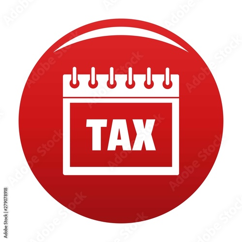 Calendar of tax icon. Simple illustration of calendar of tax vector icon for any design red