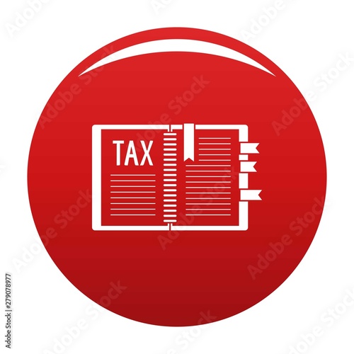 Book of tax icon. Simple illustration of book of tax vector icon for any design red