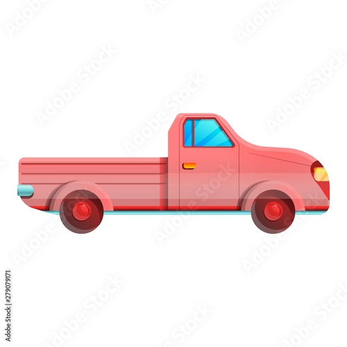Red pickup icon. Cartoon of red pickup vector icon for web design isolated on white background
