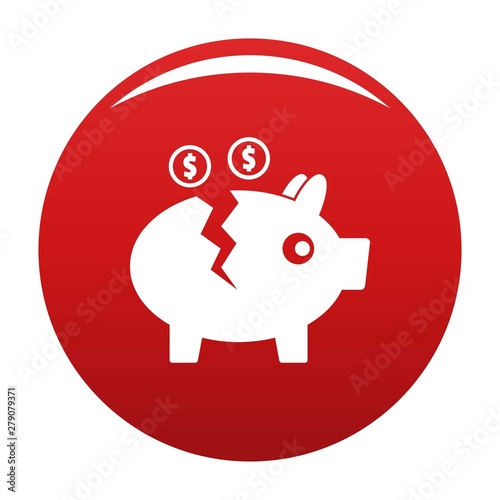 Piggy bank icon. Simple illustration of piggy bank vector icon for any design red