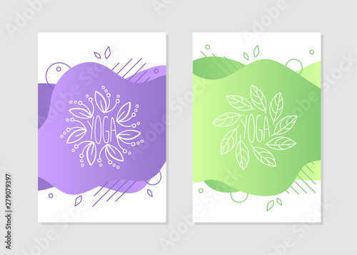 Yoga Studio Templates Set, Design Element Can Be Used for Brochure, Business Card, Invitation, Flyer Vector Illustration