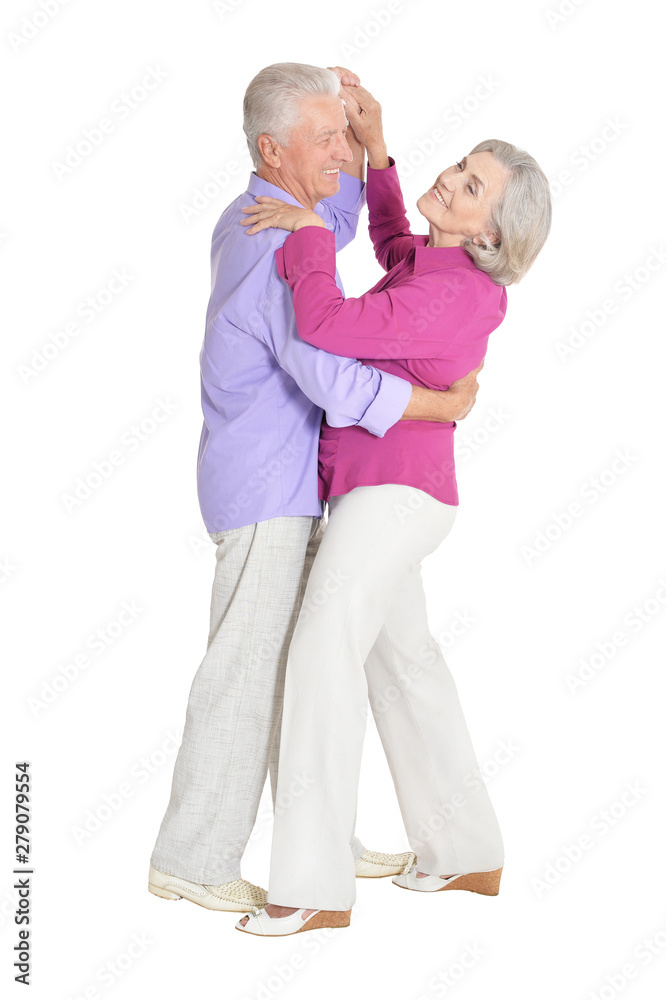 portrait of happy senior couple dancing on white background portrait of happy senior couple dancing on white background