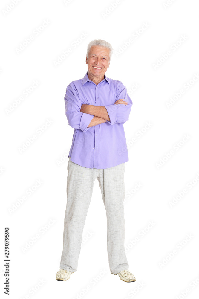 portrait of smiling senior man on white background portrait of smiling senior man on white background